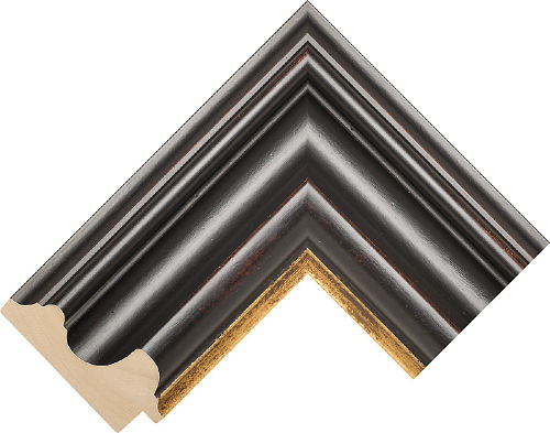 Corner sample of Black Scoop Ayous Frame Moulding