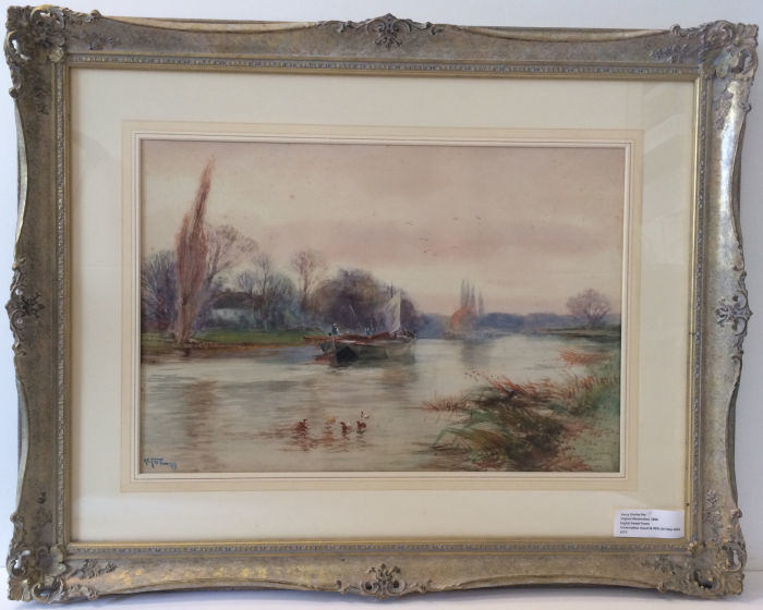 Barge traveling through rural England - 1899 by Henry Charles Fox (HC Fox)