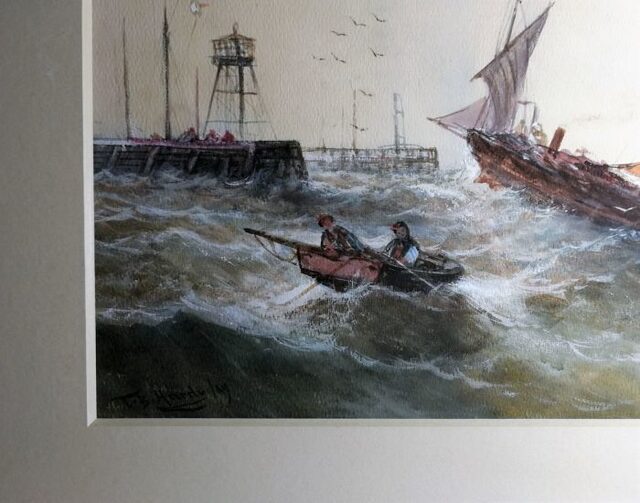 Sailing Boat and Ships near a Pier after TB Hardy by Unknown