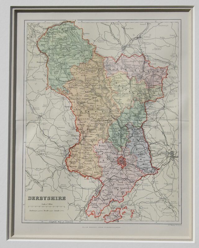 Derbyshire Map 1891, from an engraving by Francis Sidney Weller by Unknown