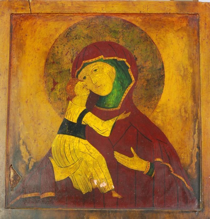 Late 19th Century European Icon on Wood by Unknown