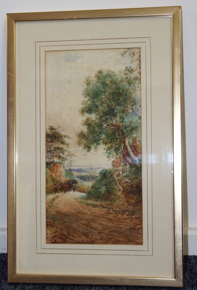 Countryside lane, with horse and cart by Arthur Willett