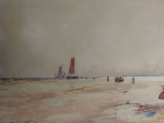 Beach with Grounded Boats by Thomas Bush Hardy