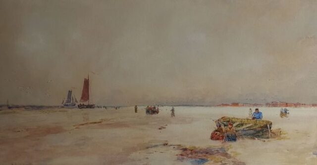 Beach with Grounded Boats by Thomas Bush Hardy