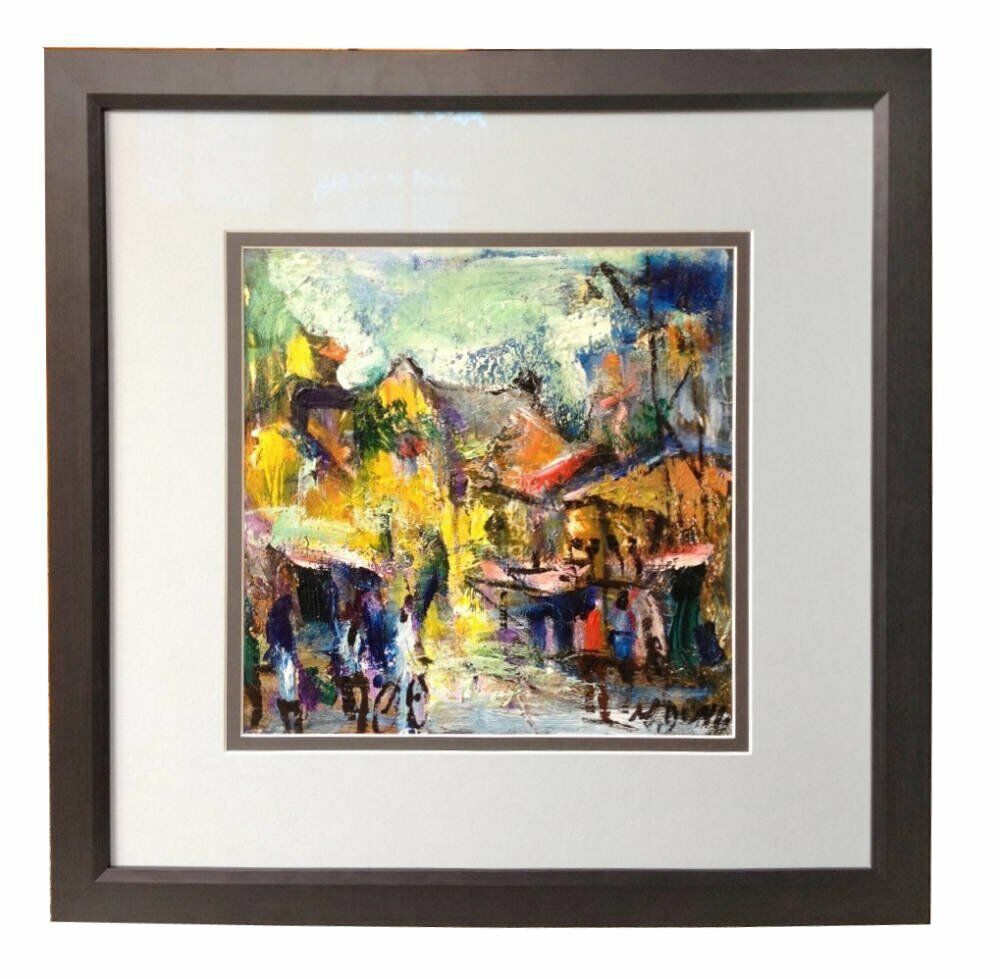 Acrylic Painting of Abstract Street Scene