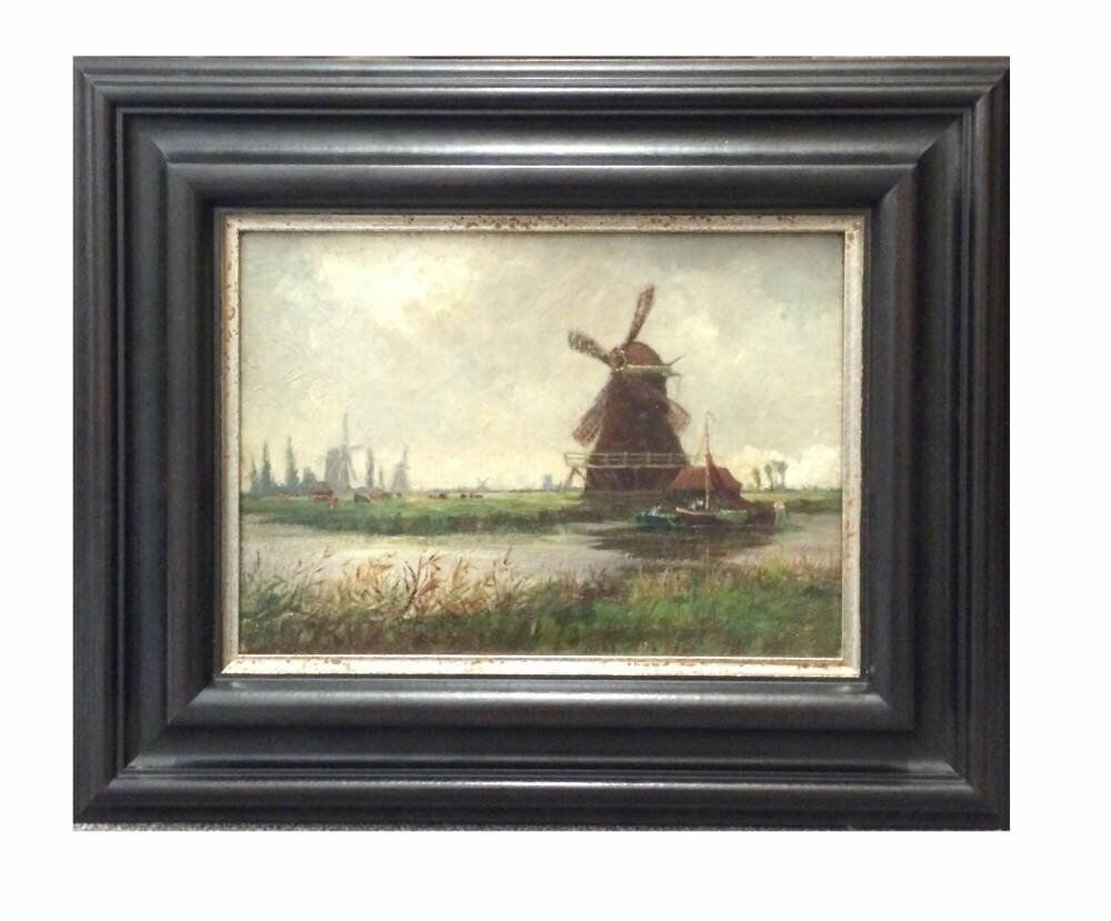 Antique Oil Painting of Windmill
