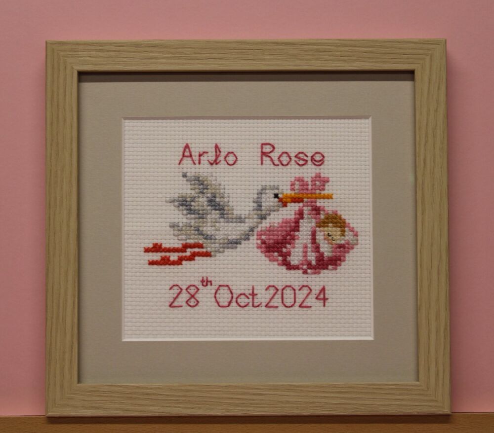 Cross Stitch of a Stork