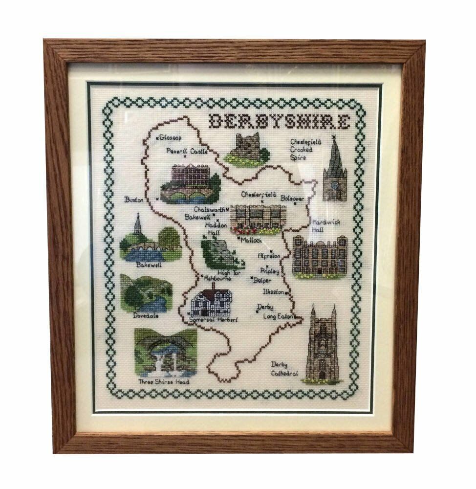 Cross Stitch of Derbyshire Pictorial Map