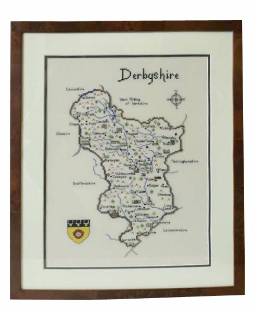 Embroidery of Pictorial Map of Derbyshire
