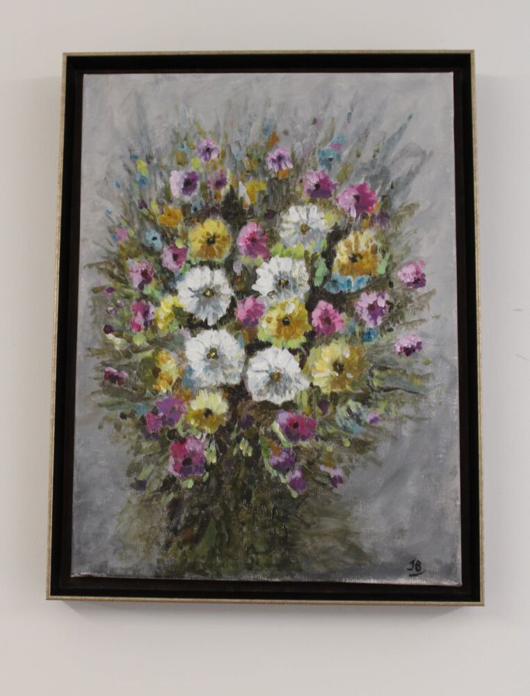 Painting on Canvas of Vase of Flowers