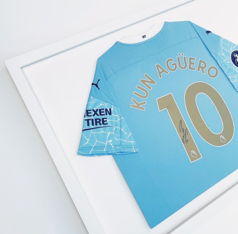 Autographed Kun Aguero Shirt with Medals
