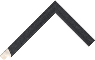 Corner sample of Black Bevelled Cushion Pine & Spruce Frame Moulding