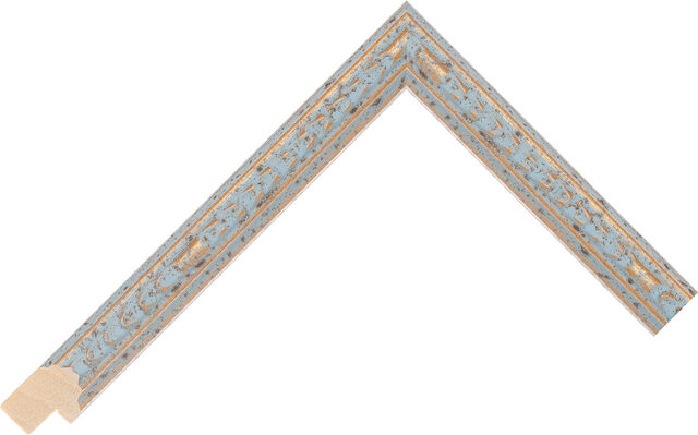 393620590 - Sky Blue/Gold - 19mm wide picture frame chevron