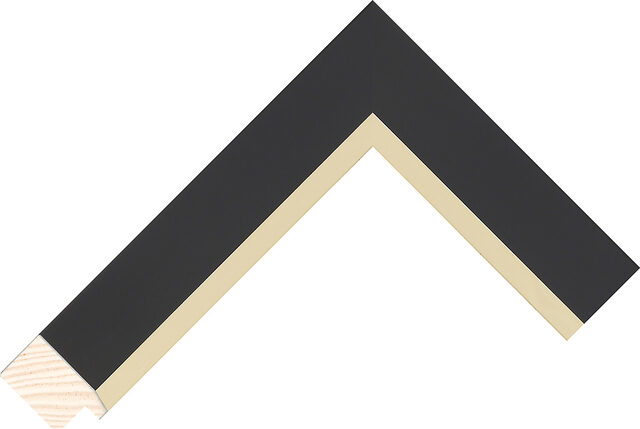Corner sample of Black/Gold Flat Radiata Pine Frame Moulding