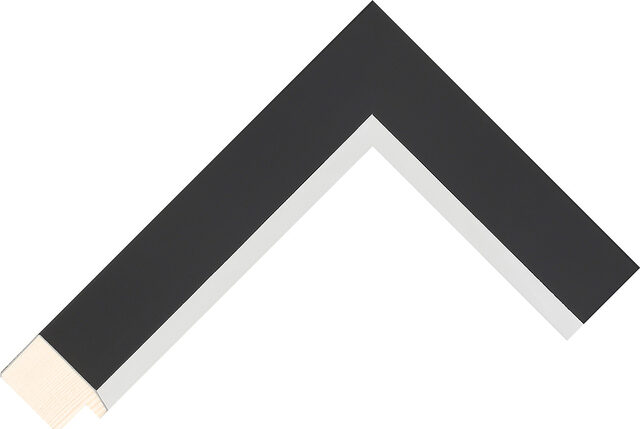 Corner sample of Black/Silver Flat Pine Frame Moulding