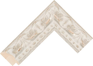 Corner sample of Silver/White Reverse Pine & Spruce Frame Moulding