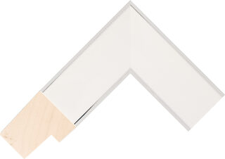 Corner sample of White/Silver Flat Ayous Frame Moulding