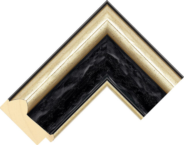 645301 - Ebony/Silver - 70mm wide picture frame chevron