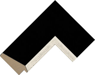 Corner sample of Black/Silver Reverse Radiata Pine Frame Moulding