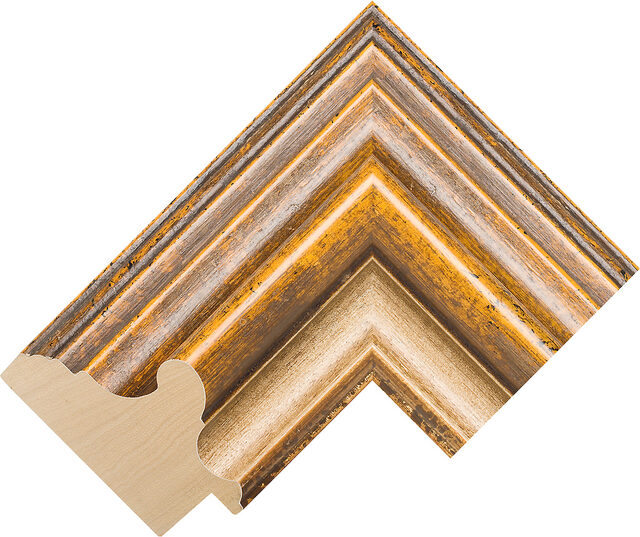 908020 - Oak/Cream/Gold - 89mm wide picture frame chevron
