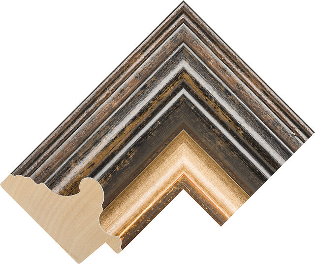 908045 - Black/Cream/Gold - 89mm wide picture frame chevron